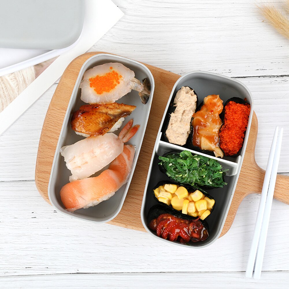 Microwavable 2Layer Lunch Box With Compartments Leakproof Bento Box Insulated Food Container With Chopsticks