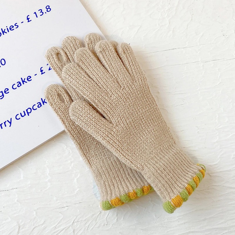 Winter Warm Knitted Gloves Full Finger Gloves Touch Phone Woolen Touch Screen Skiing Gloves Mittens Riding Work Gants Guantes: Red