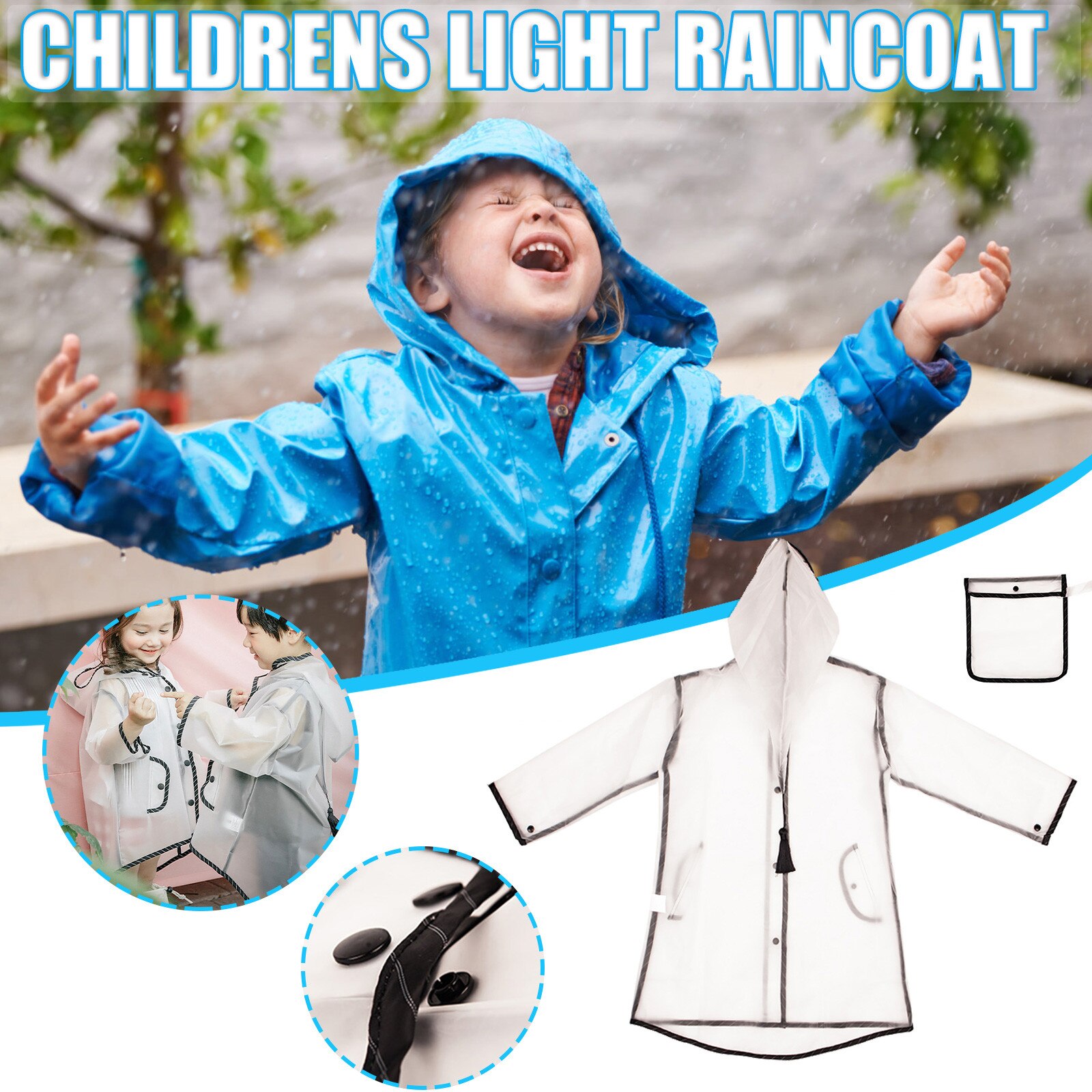 Unisex Kids Capuchon Wind En Waterdicht Transparant Regenjas Voor Meisjes Jongen, Zacht En Comfortabel Leuke Jas Regenjas