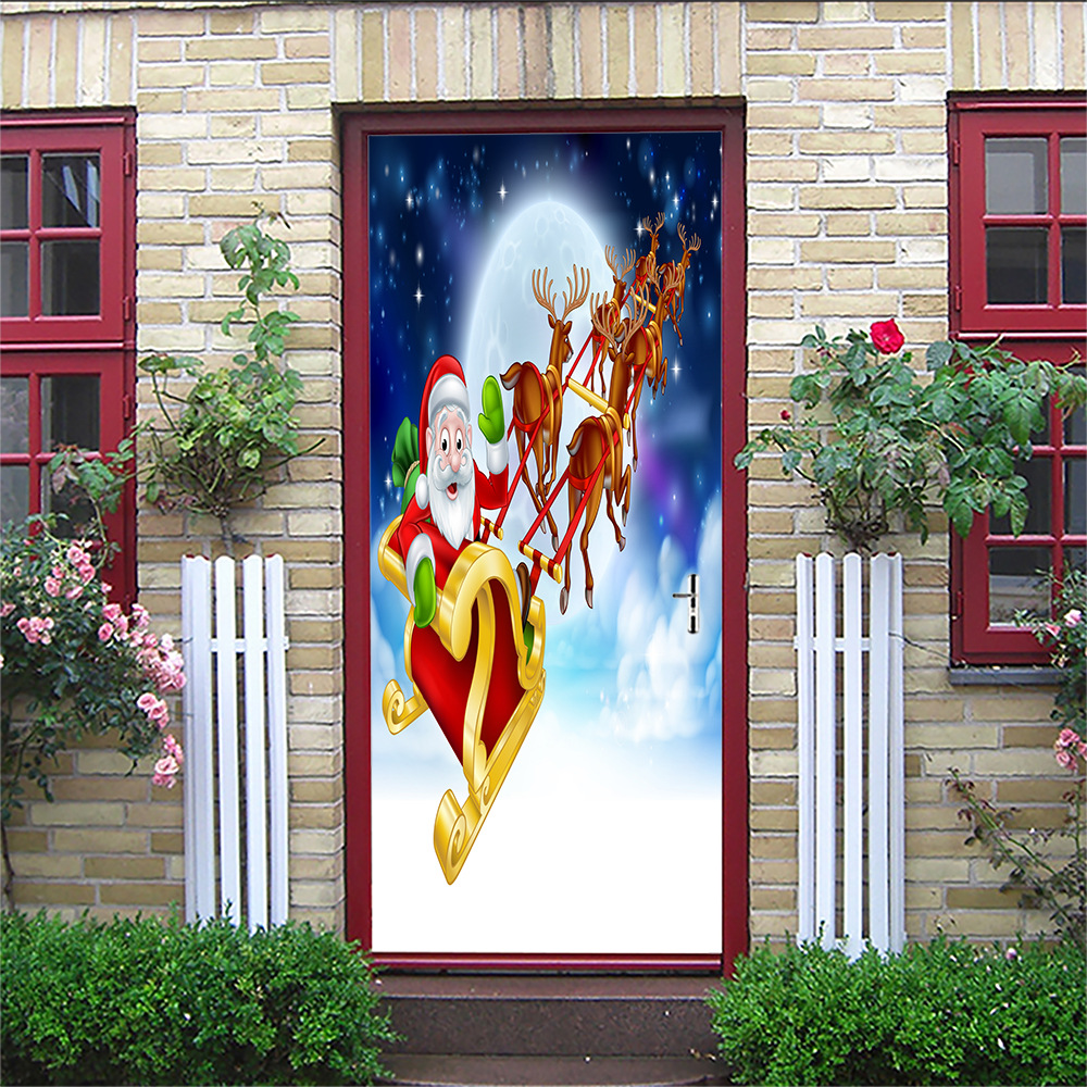 PVC Self-Adhesive Waterproof Door Sticker Christmas 3D Abstract Line Mural Wallpaper Art Door Poster: MTSD010 / 95x215cm