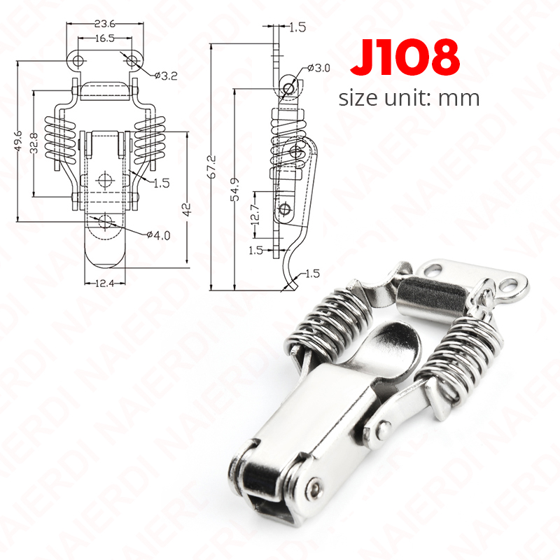 NAIERDI 6PCS Mild Steel Hasp Cabinet Boxes Spring Loaded Latch Catch Toggle Hasp For Sliding Door Window Hardware Tool Box Lock: Silver