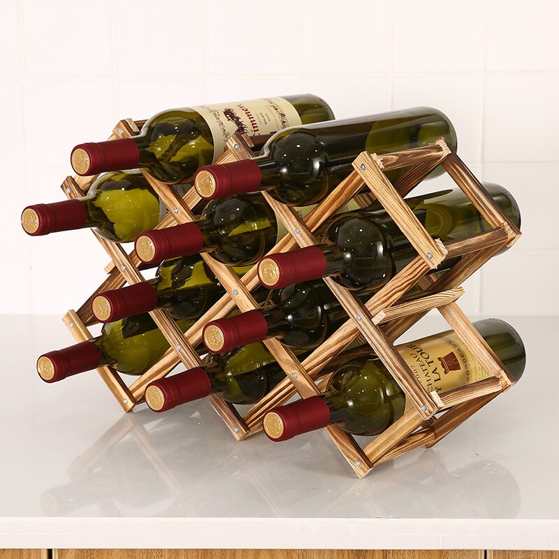 Faltbare Holz Wein Flasche Gestelle Schrank Dekorative Anzeige Stand Halfter Holz Wein verwöhnen verrotten Wein Flaschen Organisatoren: 10 Flaschen-Antiquität