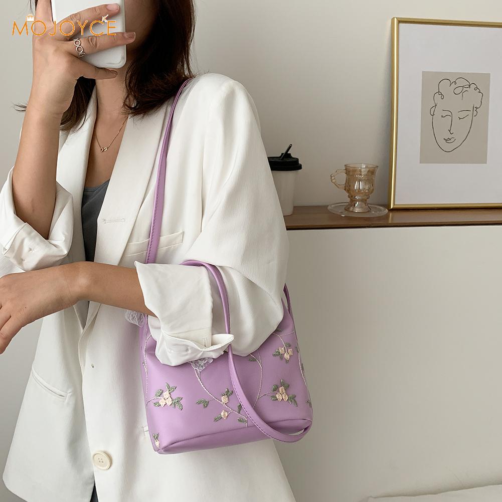 Spitze Blume Frauen Handtasche Elegante Totes Eimer Schulter Taschen PU Leder Weibliche Reise Strand Einkaufen Handtasche
