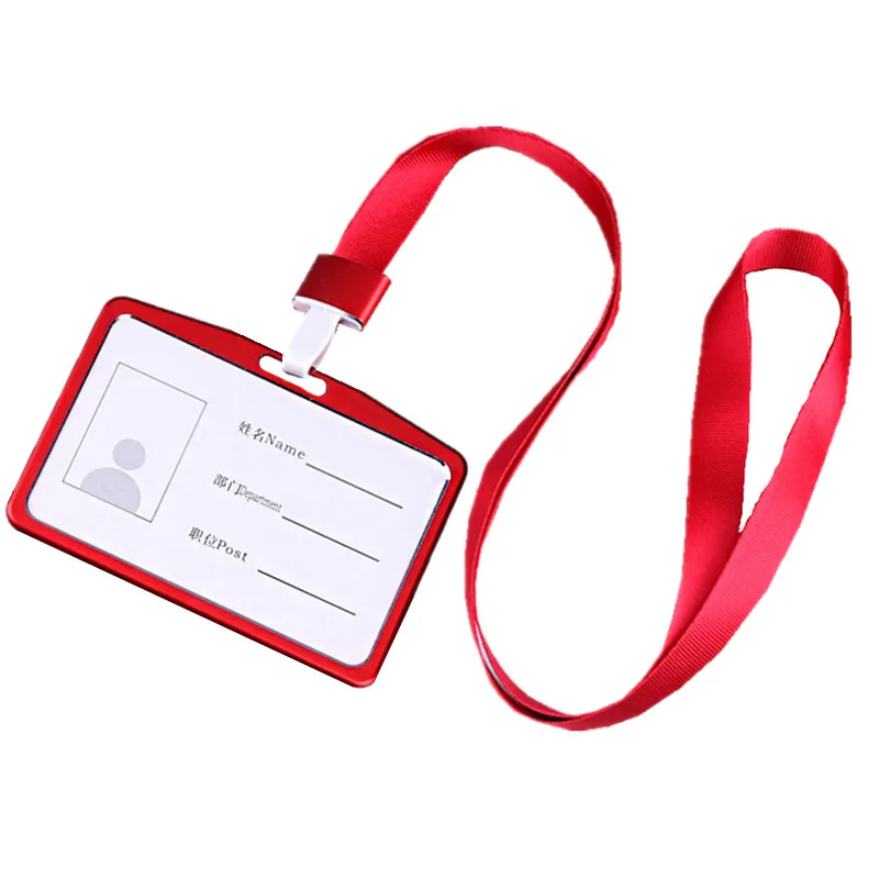 Metal Working Permit Case Badge Holder Exhibition Name ID Card Holder Card Cover Lanyard Staff Work Pass Card Sleeve Neck Strap: Yellow