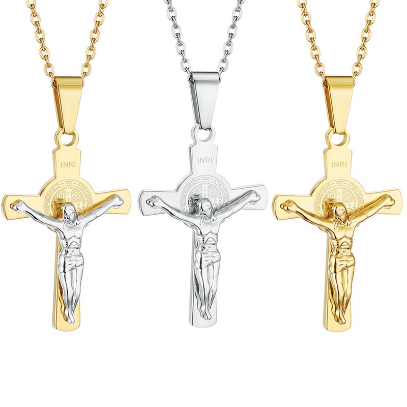 Kruis Ketting Religieuze Crucifixi Christian Kettingen Hangers Goud Zilver Kleur Cadeau Voor Vriendje Mannen Sieraden Cadenas Hombre