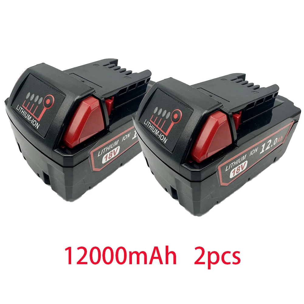 For Milwaukee M18 18V 12000mAh 18650 Lithium Replacement Battery For Milwaukee 48-11-1860 48-11-1850 48-11-1840 Tool Battery: Beige