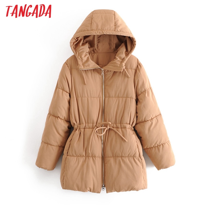 Tangada-cagoule surdimensionnée pour femmes kaki, fermeture éclair, capuche surdimensionnée, et épais, , QN72, Long manteau d'extérieur