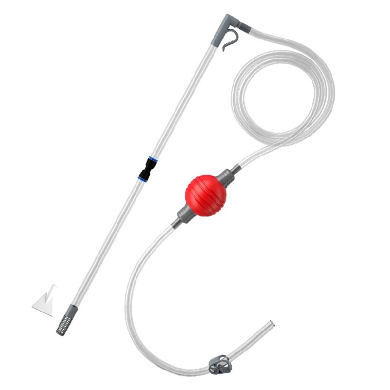 517E 7.2ft Aquarium Water Change Kit Fish Tank Siphon Gravels Vacuum Cleaner with Long Hose Small Tanks Maintenance Tool: Red