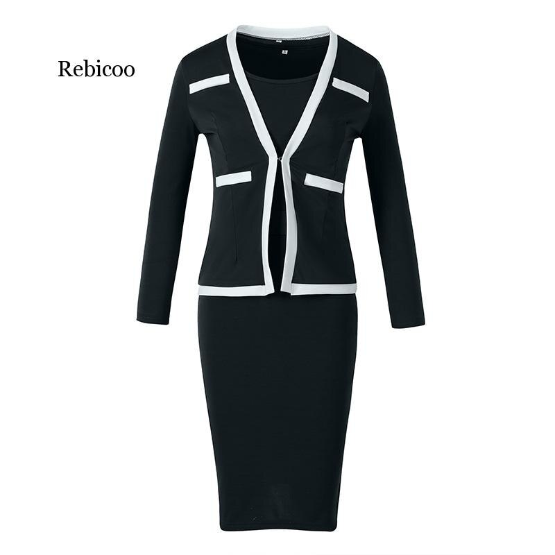 Jakkesæt til kvinder 2- delt sæt efterår kontortøj jakke nederdel med jakkesæt damenederdel og jakkesæt plus størrelse plus størrelse 6xl