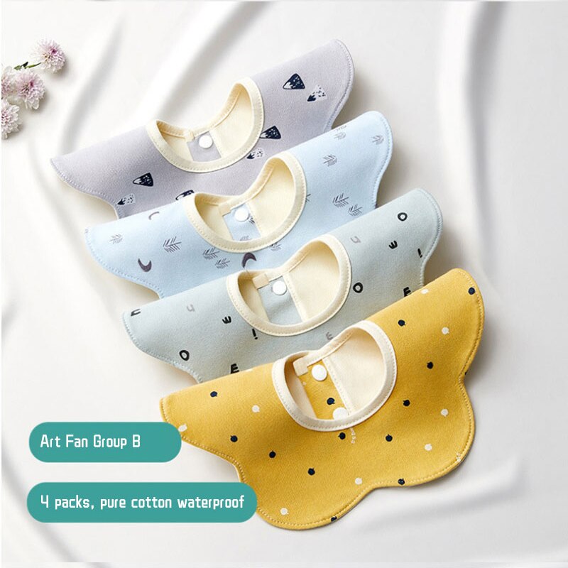 4 Stuks Cartoon Print Baby Slabbetjes Katoen Zacht Zuigeling Bandana Kwijlen Slabbetjes Waterdicht 360 Graden Rotatie Voeden Burp Doeken Baby goederen: 2