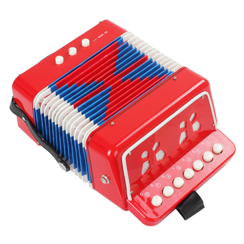 IRIN 7 Keys+3 Buttons Miniature Accordion for Aged 5 and Up Children / Kids Button Toy Instrument: Red