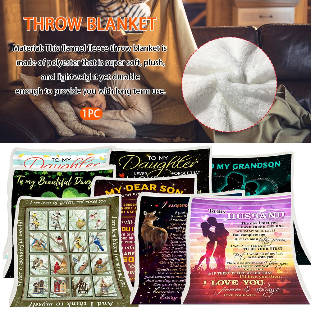 Sleeping Living Room Throw Blanket Envelope Print Winter Bedroom Washable Birthday With Inspirational Message Cozy Warm