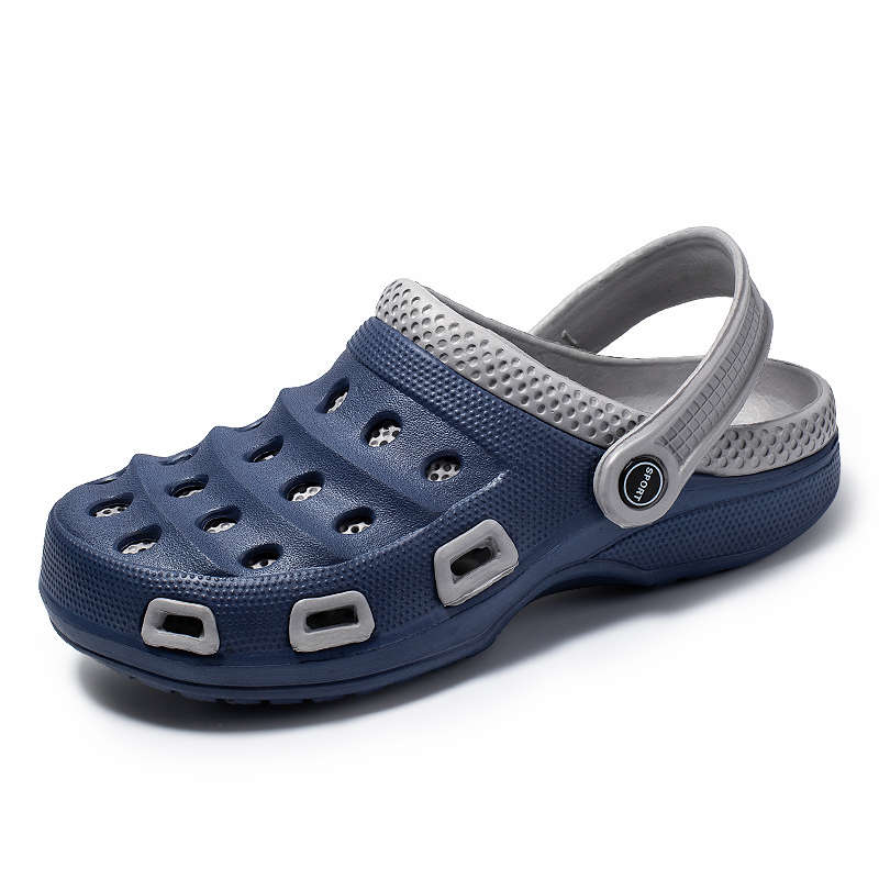 Herrskor utomhus man sommar sandaler mjuka herr tofflor casual herr sandaler krokodil strand manliga träskor skor  b5: Blå / 6.5