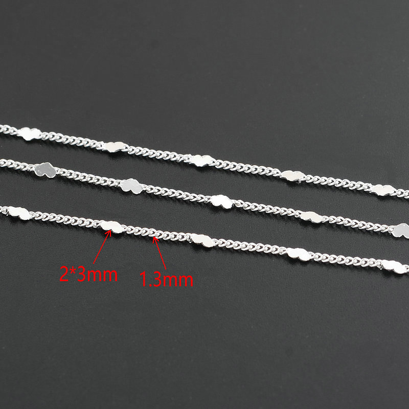 2 Meter 14K Goudkleurig Geplateerd Messing Hart Ovale Vorm Ketting Kettingen Sieraden Accessoires: Black