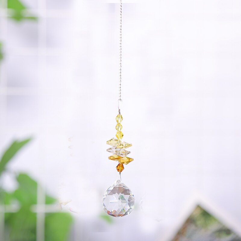 1PCS Hanging Crystal Ball Suncatcher Prisms Rainbow Pendants Wedding Garden Decoration: 20mm Ball / gold