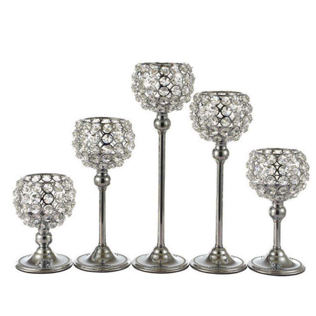 Krystall telys lysestake lysestake glass søyle lysestaker bryllup bord midtdeler fest hjemmedekorasjon