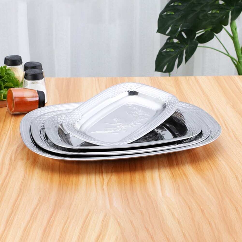 Stainless Steel Food Serving Plate Buffet Plate Serving Fish Plate Fruit Plate