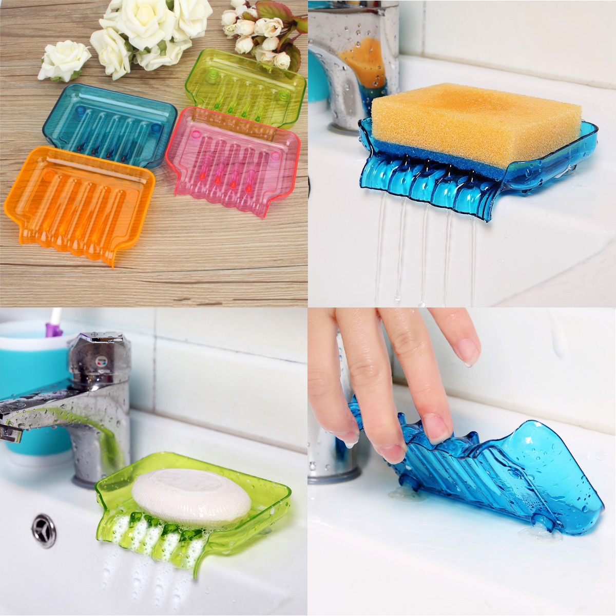 1 pieza de jabón de plástico cascada accesorios de baño caja de jabón de drenaje jabón de ducha drenaje del soporte para esponja de fregadero de cocina