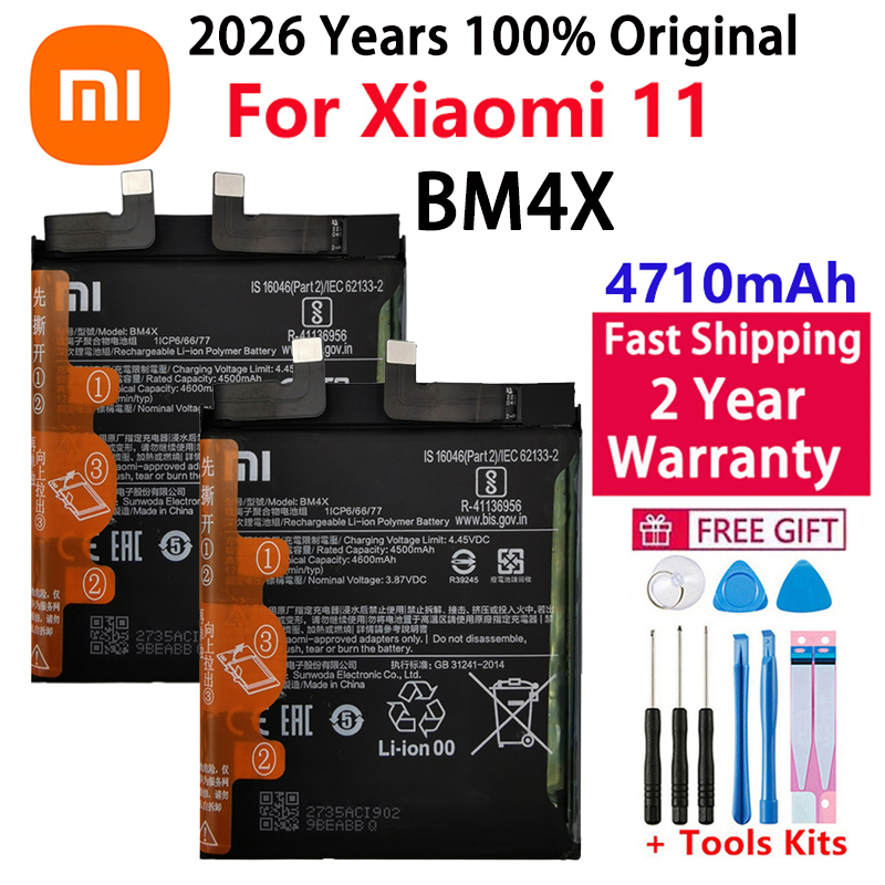 Batería Xiaomi 100% Original de 2025 años BP42 BM4X BM55 para Xiaomi Mi 11 Mi11 Lite / Mi 11 / 11 Pro / 11 Ultra batería de repuesto: green