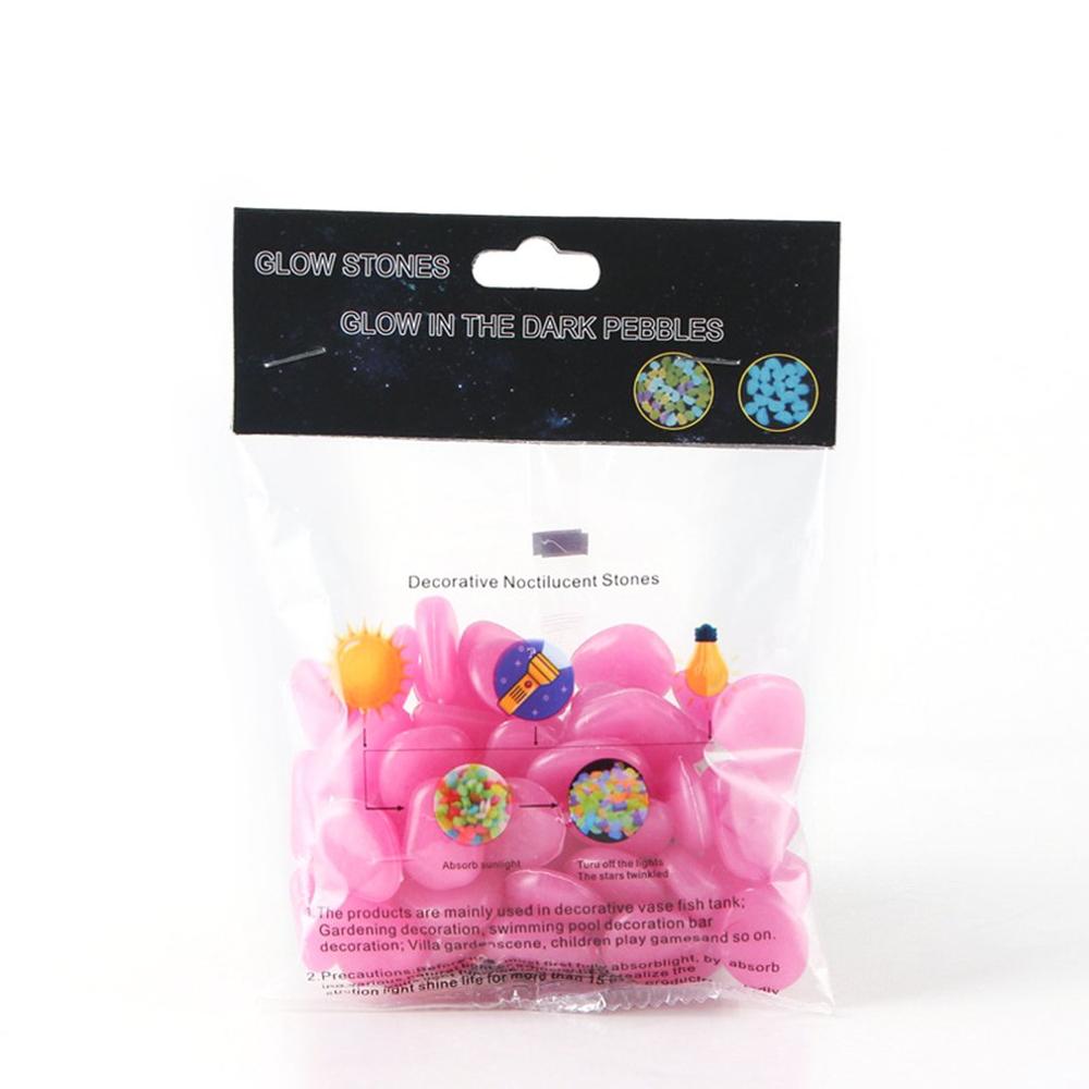 50 pçs cor artificial luminosa pedra fluorescente pedra brilhante inglês completo saco embalagem tanque de peixes paisagismo