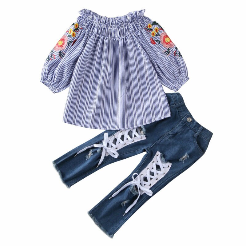 Bonny Billy Meisjes Kleding Set 2 Stuks Lange Mouw Bloemen Jersey Top Leggings Blauw 7-8 Jaar/122-128 Rood