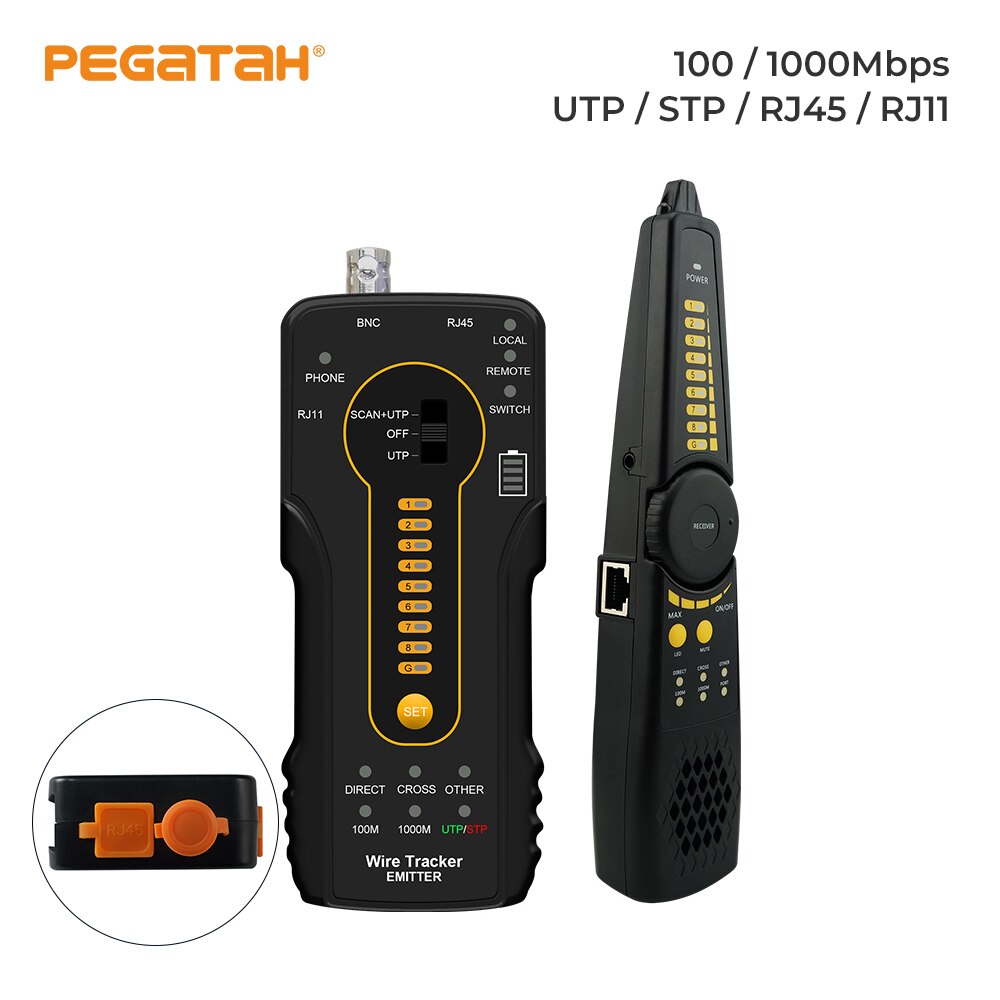 Cable tracer Line Locator Portable Wire Tracker Cable Tester Finder UTP/STP/RJ45/RJ11 Network Cable Testing BNC cable Measure