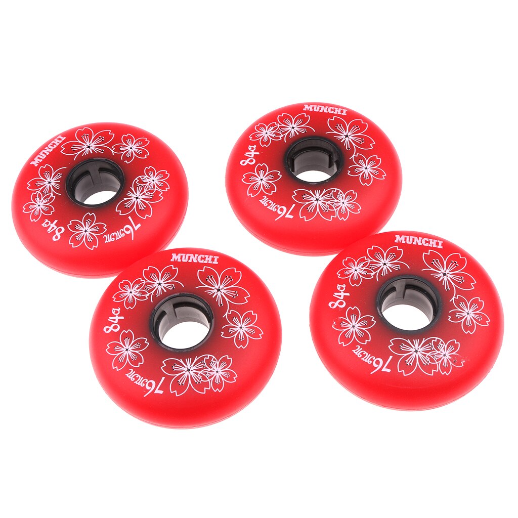 4Pcs Replacement Wheels For Skating Inline Roller Skate Shoes 84A 72/76/80mm: Red 76mm