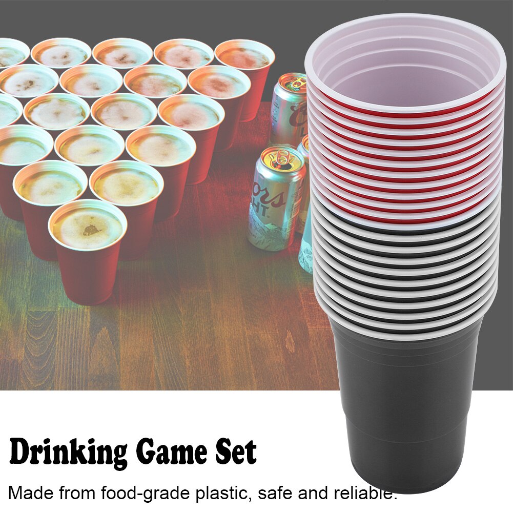 450ml Beer Pong Set Beer Pong Drinking Game Set Beer Pong Cups 11 Red Cups+11 Blue/Black Cups+4 Balls​​ For Outdoor Parties Game