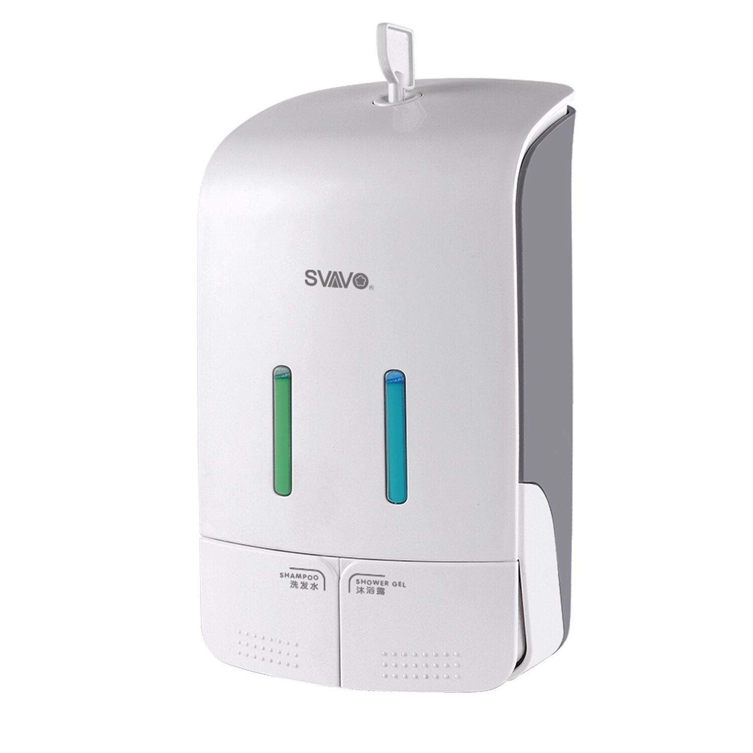 SVAVO Double Liquid Soap Dispenser Wall Mounted Shampoo Dispenser Double Soap Bottle Containers for Bathroom Hotel