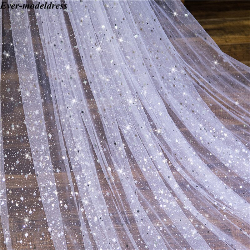 Voiles de mariée longs brillants, une couche de paillettes scintillantes, bon marché, accessoires pour Mariage,