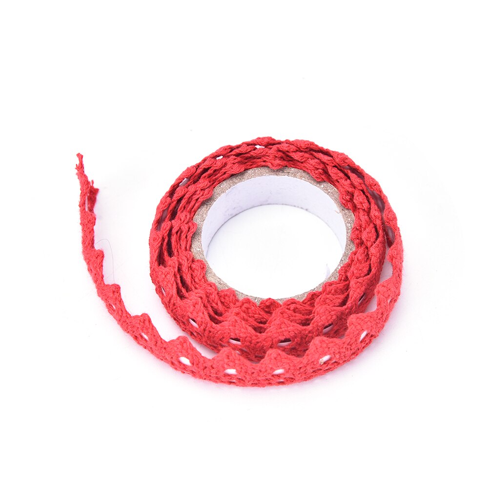 1Stck Baumwolle Spitze Stoff Weiß Häkeln Spitze Rolle Band betroffen Klebeband Aufkleber Handwerk Dekoration Schreibwaren: rot