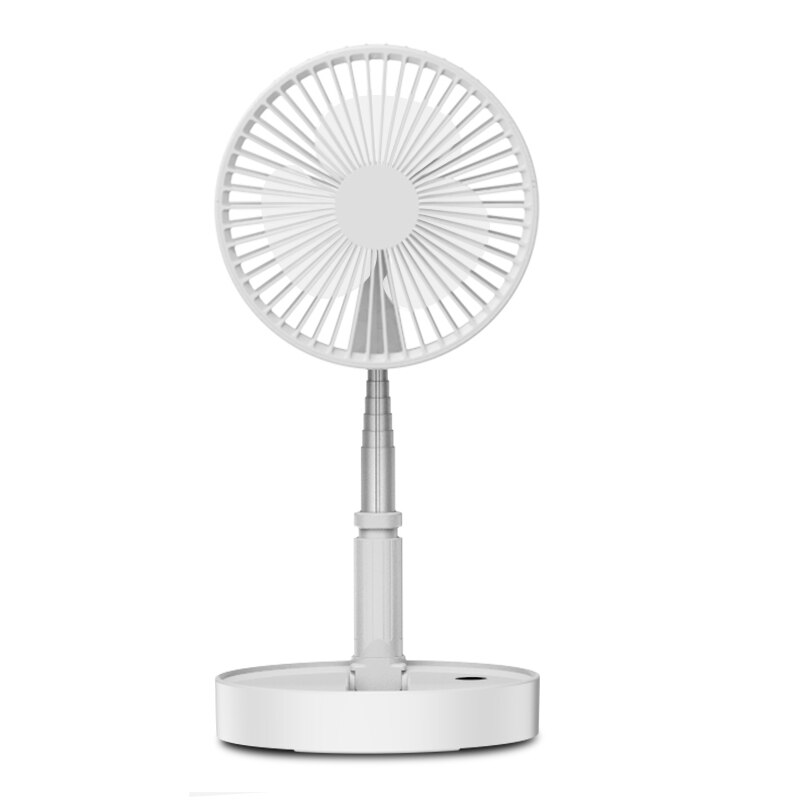 Portable USB Fans Telescopic Foldable USB 7200mAh Rechargeable Fan Air Cooler Holder Tablet Phone Desktop Stand: White