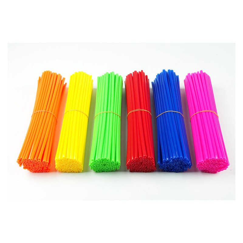 Llanta de rueda de motocicleta de 24cm, tubo fluorescente de radios, cubierta protectora de rueda de moto de cross, radios decorativos, 72 unids/set por juego