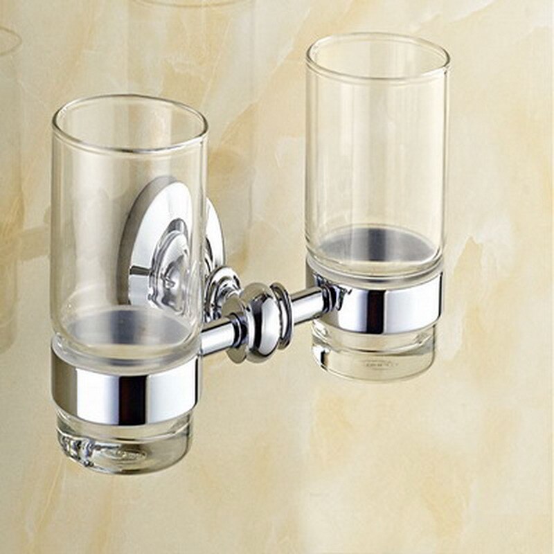 Bathroom Accessories Chrome Brass Collection, Towel Ring, Paper Holder, Toilet Brush, Coat Hook, Bath Rack, Soap Dish aset005: Toothbrush Holder