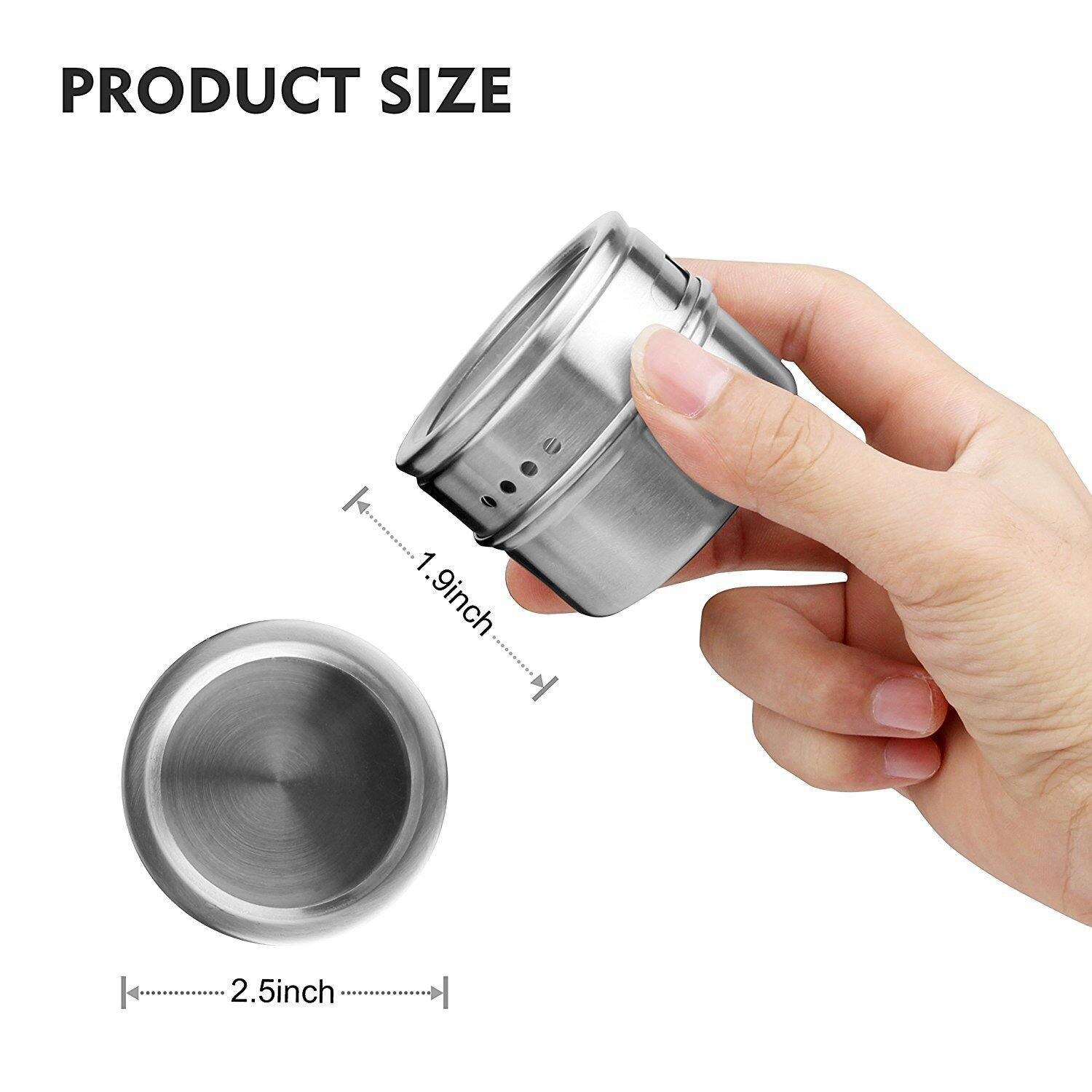 Magnetic Spice Jar Set With Stickers Stainless Steel Spice Tins Spice Storage Container Pepper Seasoning Sprays Tools
