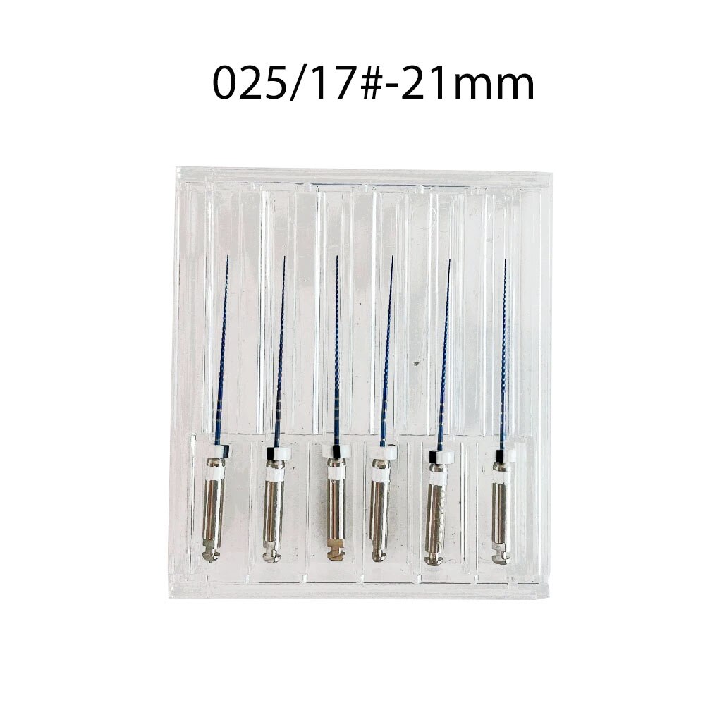 6 sztuk/paczka Dental endodontyczne ścieżka pliki elastyczne NiTi kanał Root wybielanie zębów autoklaw Endo stomatologia terapia 21/25m: 025-17-21mm