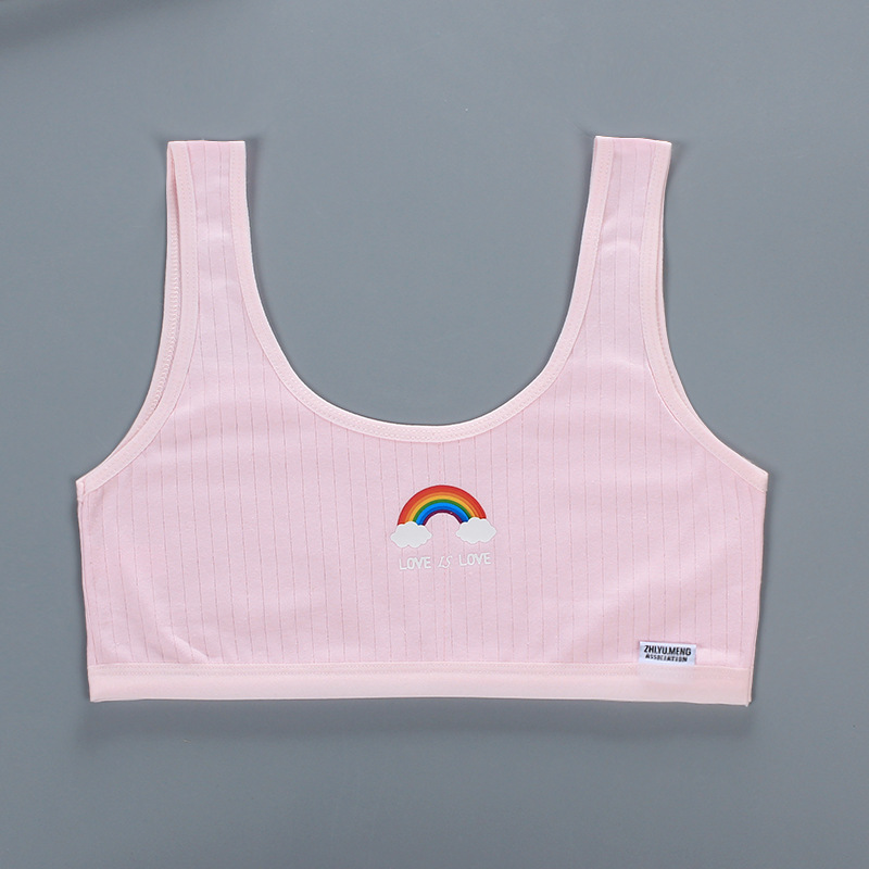Girls Bra Cotton Tops Sports Bras Without Bones School Students Underwear Teens Crop Top 12 Years Old Clothes For Teenagers: pink