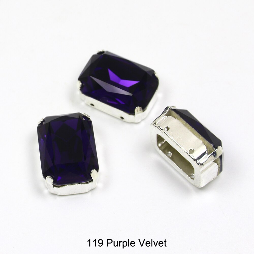 13*18mm 30 rechthoekige kristal naai-op losse platte strass steentjes met klauw naai-strass steentjes voor handwerkkleding: 119
