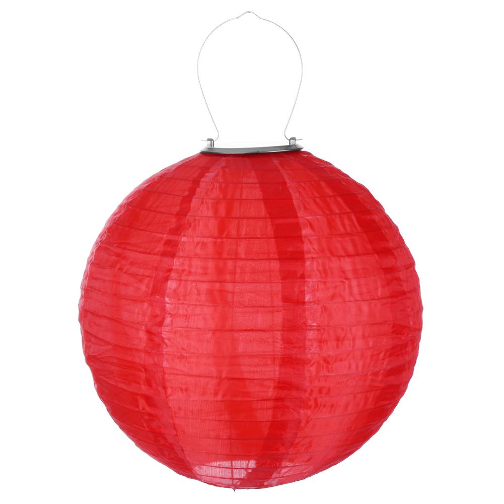 Farolillo chino redondo de papel Led, luces de bola, lampiones para , boda, cumpleaños, bricolaje, lámpara colgante Solar,: RED