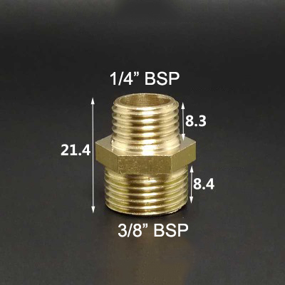 1/8 " 1/4 " 3/8 " 1/2 " 3/4 " 1 " bsp hangevind messing rørfitting ens reducerende sekskantet nippel koblingsstik adapter: No10