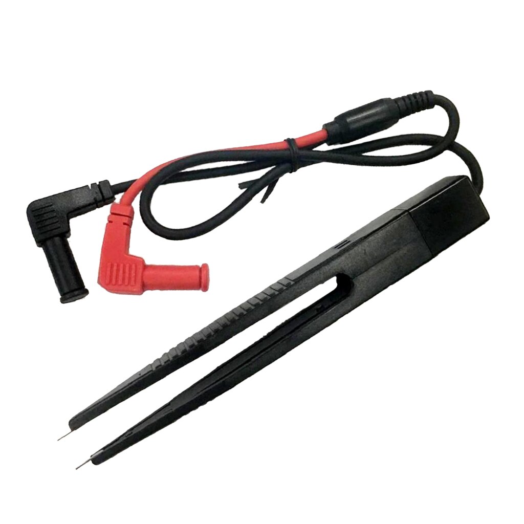 Een Hand Smd Spoel Test Clip Tweezer Voor Weerstand Multimeter Condensator Red & Black