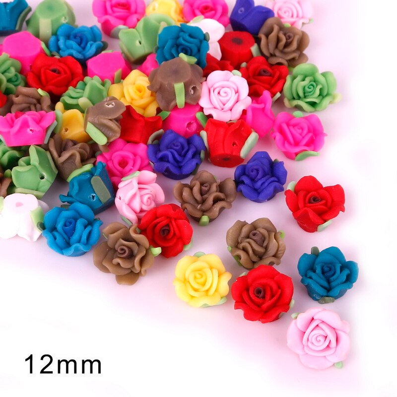 5-10 Stuks Mode Mooie Charmant Gemengde Kleur Polymer Clay Bloem Losse Spacer Kralen 10-30mm: 12x7mm Rose 10pcs