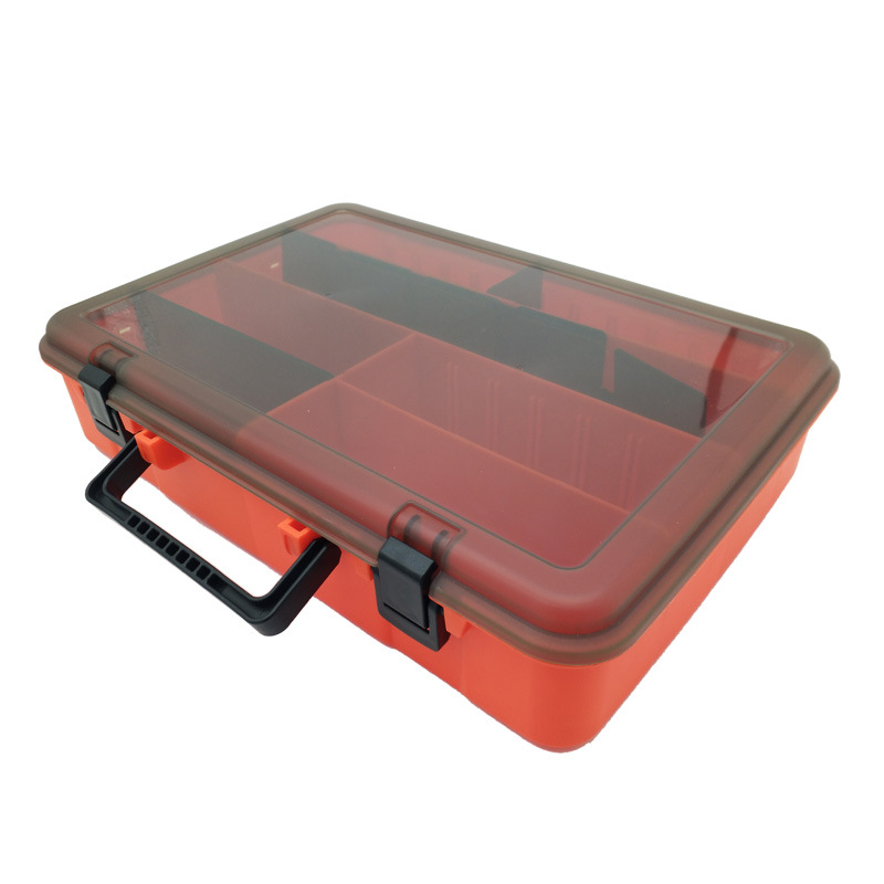 Cajas de aparejos de pesca portátiles, herramienta de señuelo de sedal de carrete de Pesca, gruesa, duradera y grande, caja de almacenamiento multifunción, 40,5X28,5X8,5 cm: Orange