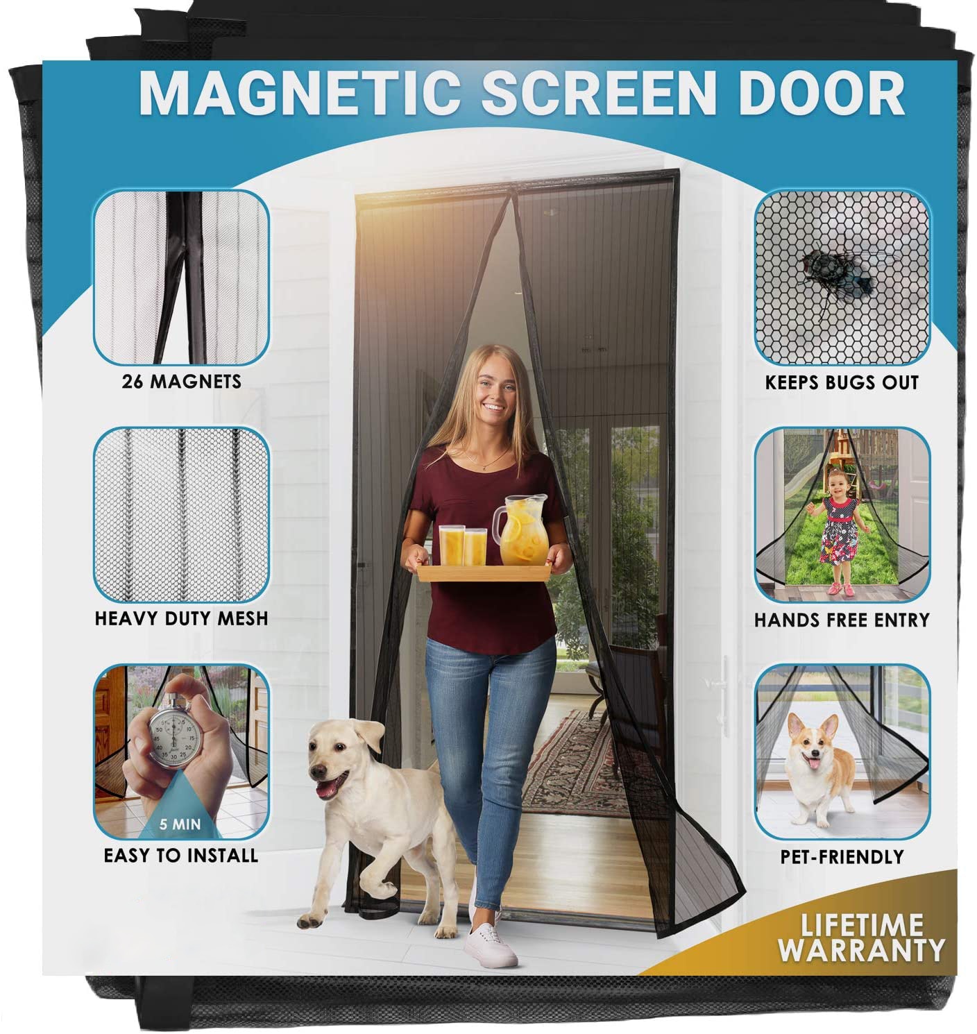 Hands-free Magnetic Anti-Mosquito Net Door Net Anti Fly Insect Mosquito Door Window Screens Reinforced Magnetic Curtain Mesh