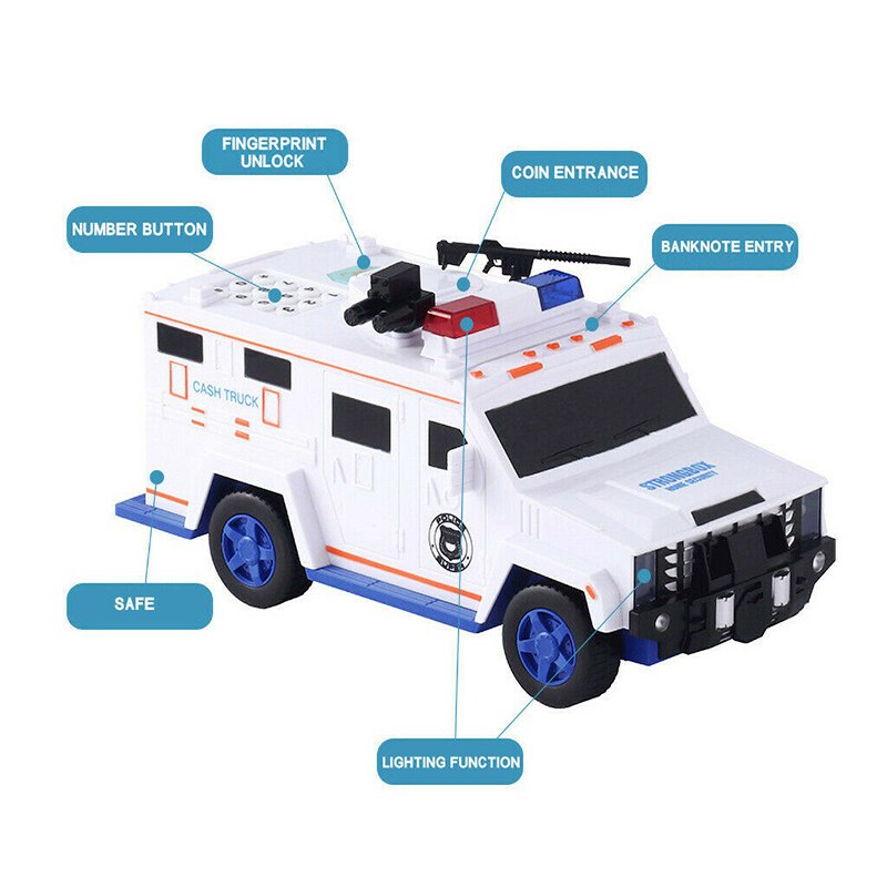 Besparing Spaarpot Smart Muziek Wachtwoord Bankbiljet Politie Auto Ambulance Coin Bank Figuur Toy Xmas Voor Kids Kinderen Baby