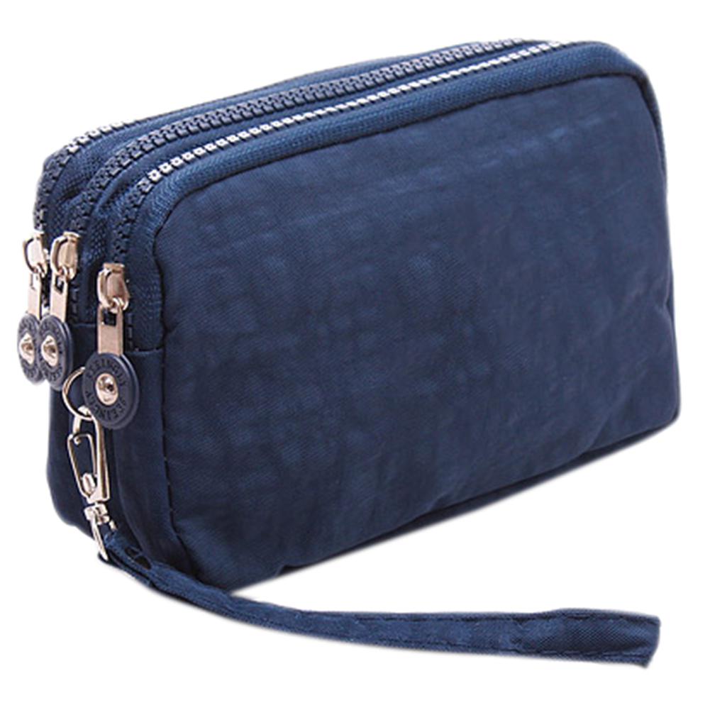 Dame håndtaske telefon pung pakke 3 lag håndtaske tværsnit kobling taske store kapacitet tasker til kvinder sac en main: Marine blå