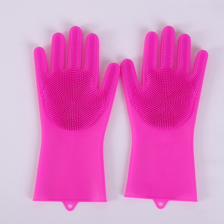 1 Paar Magic Dish Wassen Handschoenen Scrubber Rubber Keuken Schoon Gereedschap Multifunctionele Silicone Cleaning Handschoenen Voor Huishoudelijke: Rood / 240g
