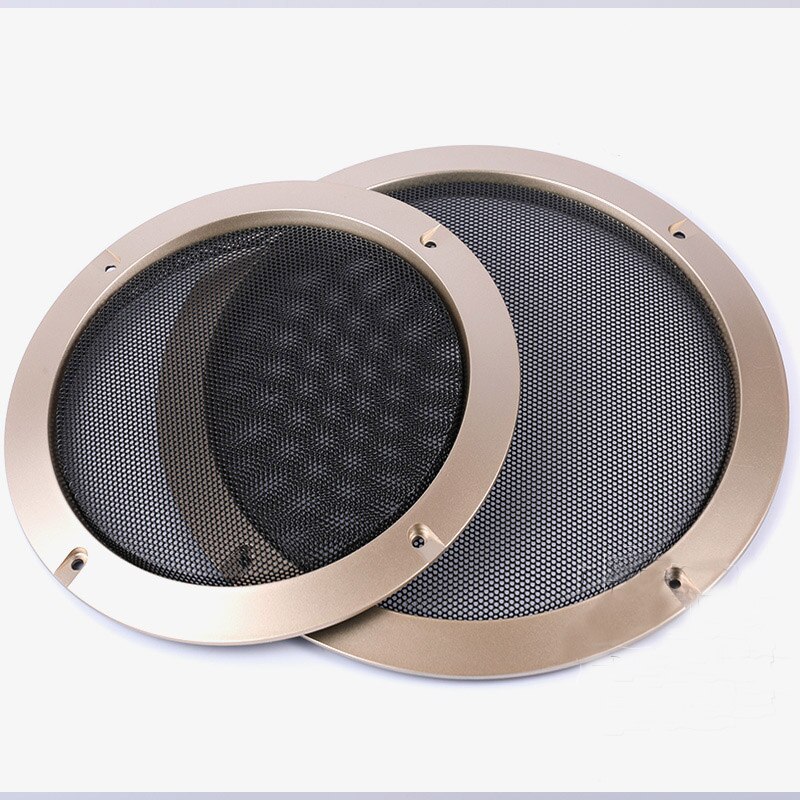 For 2"/3"/4"/5"/6.5"/8"/10" inch Audio Speaker Conversion Net Cover Decorative Circle Metal Mesh Grille #Golden+Black