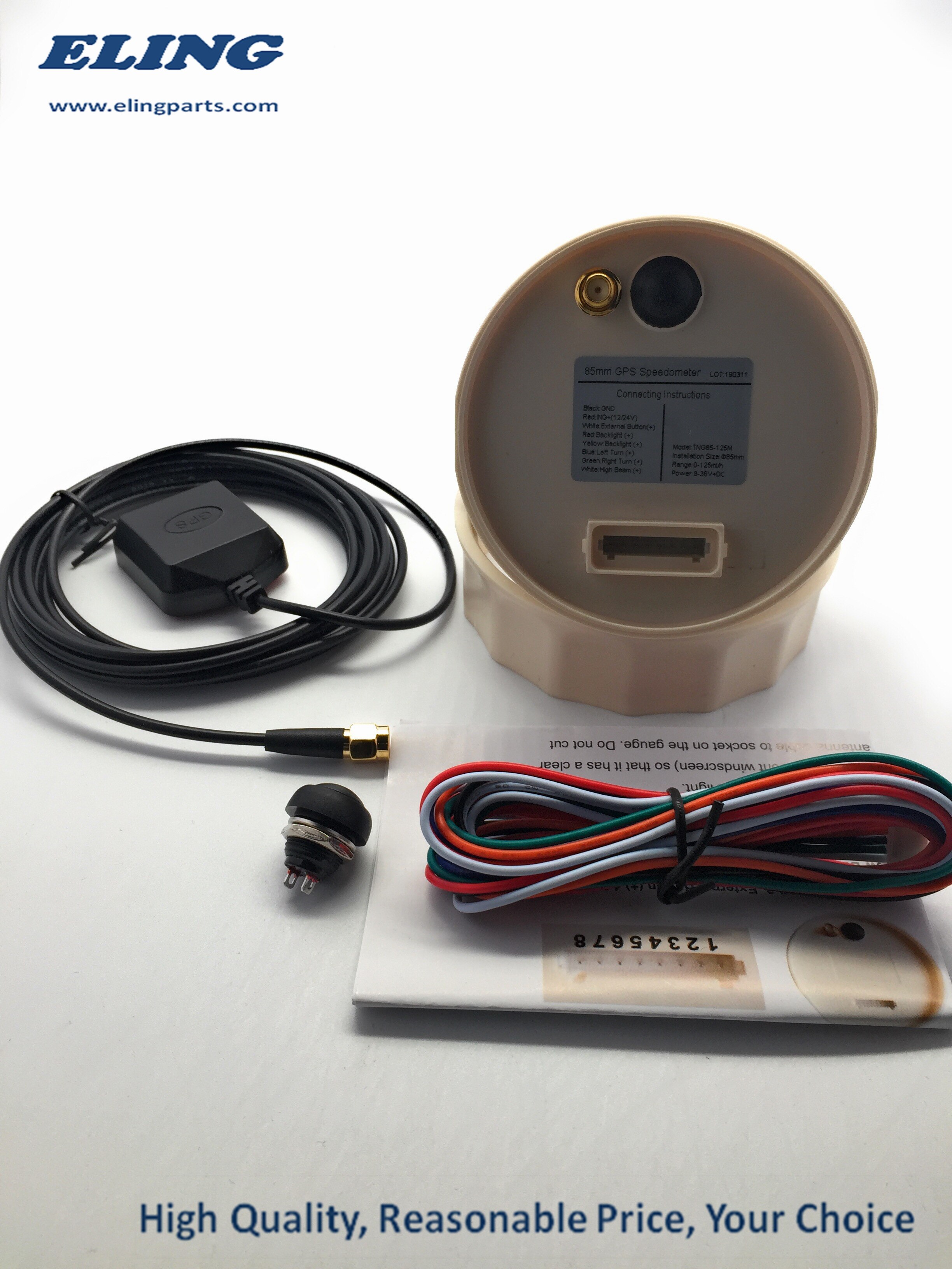 85mm MPH GPS Speedometer Odometer 125MPH Mileage Adjustable Overspeed Alarm for Boat Car Truck Motorcycle