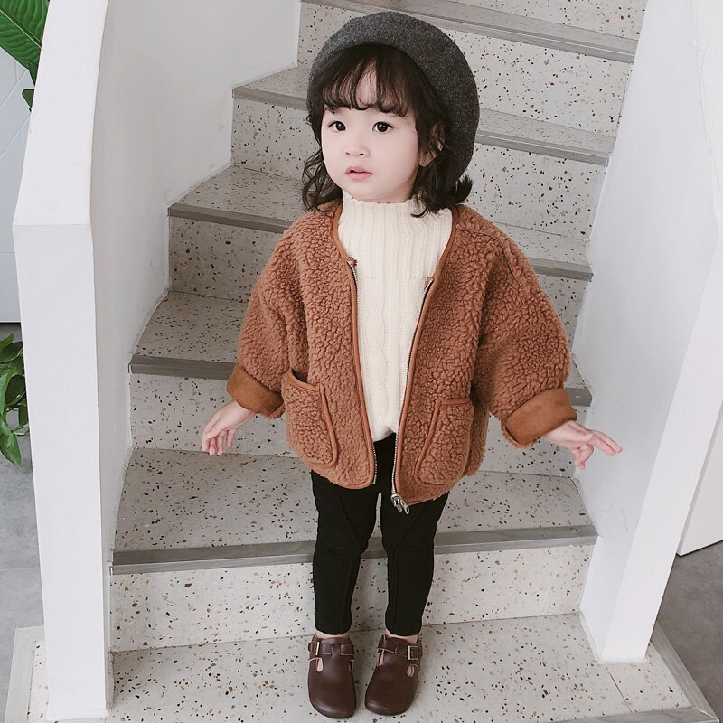 Winter Meisjes Faux Bontjas Katoen Gewatteerde Wol Blend Meisjes Fluwelen Jas Kid Winter Warm Bovenkleding Kerst Fleece Bovenkleding